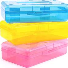 Large Hard Shell Pencil Case, Bulk Transparent Crayon Box | Marker Storage Box, Plastic Storage Box With Snap Lid, Art & Craft Storage Box, Back To School Stationery, Colorful - A - View 6