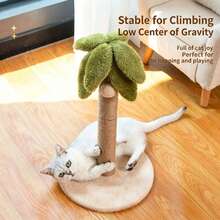 1pc Coconut Tree Shaped Cat Scratching Post, Linen Material Cat Scratching Board/Mat, Pet Cat Toy, Suitable For Small Dogs And Cats - Multicolor - View 2