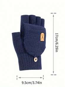 2pcs Men's Winter Knitted Knitted Fingerless Half-Finger Gloves With Flip Cover, Comfortable And Warm For Writing And Office Work - Multicolor - View 6