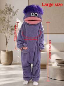 1pc Funny Big Mouth Fish Bathrobe, Coral Fleece Thickened Super Soft, One-Piece - Multicolor - View 5