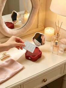 10/3/2/1pc Luxury Style Plastic Five‑Petal Flower Shaped Travel Puff Box With Built‑In Mirror & Flip‑Top Lid Detail,Portable Makeup Puff Storage For Travel Touch‑Up, Cosmetic Puff Holder Case,Suitable For Daily Commute, Vacation, Outdoor Makeup - Multicolor - View 9