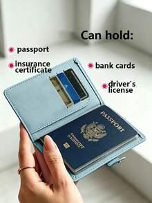 1pc Matte PU Passport Case, Snap‑Button Airplane Pattern Passport Wallet, Multi‑Card Slots Portable Document Organizer For Holiday & Flight Unisex - Multicolor - View 9
