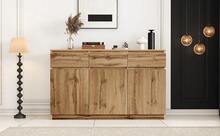 Sideboard Made Of Wood With 3 Doors And 3 Drawers With Storage With Drawers Brown For Dining Room And Living Room - Brown - View 4