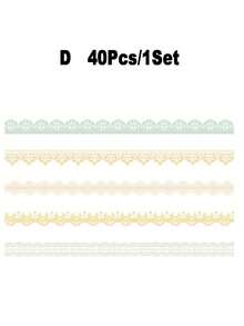 40PCS Lace Pattern Sticker, Pastel Floral Lace-Like Decoration Stickers, Lace Edged Vintage Scrapbook Paper, Self-Adhesive Vintage Scrapbooking, Journaling, Card Making, For DIY Crafts, Invitations, Scrapbook Stickers, Craft Supplies - Multicolor - View 18