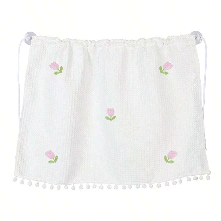 Cute Daisy Car Window Shade, Waffle Weave Sunshade Curtain With Pom Poms, Baby UV Protection Heat Insulation Cover, Easy Install Auto Side Window Blind