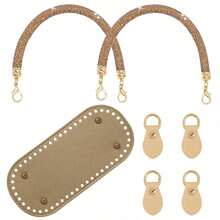 7 Pcs DIY Bags Making Supplies Kit 2 Rhinestone Purse Handles+4 Purse Strap Mount Hook+1 PU Leather Purse Bottoms For Crocheting Bag Handbag Crafting - 7-piece Set - View 9