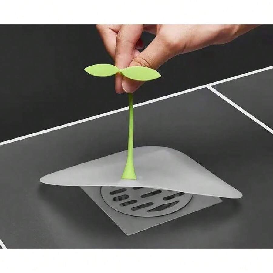 Cute Sprout Shaped Silicone Drain Stopper, Odor-Proof Drain Cover, Anti-Clogging Anti-Insect Drain Filter Pad, Suitable For Bathroom Sink, 1/5/10pcs (Yellow & White)