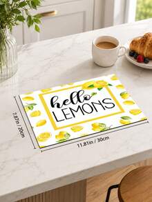 1pc Yellow Lemon Letter Pattern Dish Drying Mat, Fresh Summer Pastoral Style, Quick-Drying Absorbent Material, Fruit Text Print Design, Non-Slip Surface Protection, Suitable For Daily Kitchen, Dish Drying, Home Gatherings And Home Decor - Multicolor - View 13