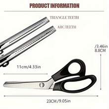 1 Professional Black Stainless Steel Tailor Scissors, Serrated Blade, Suitable For Fabric, Leather Craft Art, Heavy-Duty Ergonomic Handle, Can Be Used For Cutting Materials Such As Sewing, Dressmaking, Quilting, Upholstery - Serrated - View 3