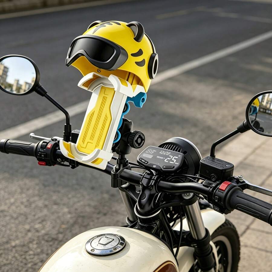 1pc Tiger Helmet Phone Holder, Ultra-Stable Anti-Shake Anti-Rain Cycling Mount, Super Cute Personalized Design, Essential For Bicycles/Motorcycles/Electric Bikes - Multicolor - View 1