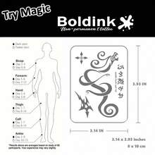 Boldink 1PC Snake Cross Star Text Temporary Tattoo Sticker, Waterproof Body Art Tattoo Sticker, Lasts 1-2 Weeks, Plant Juice Formula, And Gentle, Non-Irritating, Perfect For Daily Wear, Body Decoration, Unisex Chinese Style Gift, Essential For People - Black - View 3