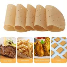 50 Pcs Unbleached Square Perforated Parchment Paper , Square Perforated Parchment,Disposable Air Fryer Paper Liners, Suitable For Air Fryer, Oven, Steamer, Microwave, Baking Tools, Kitchen Small Tools, Home Kitchen Supplies ,Air Fryer Liners ,Squar - View 3