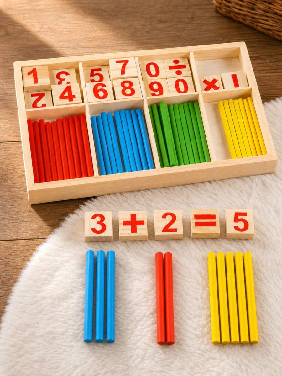 Math Teaching Aid: Wooden Number Sticks, Help Children Learn Math Easily, Halloween, Christmas And Thanksgiving Gifts - Multicolor - View 1