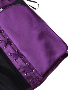 Women's Solid Color Court Style Corset Top, Minimalist Elegant Waist-Cinched Body-Shaping Bust-Support Sexy Bodice, Suitable For Ball, Music Festival, Halloween Costume, Role Play, Purple - Purple - View 10