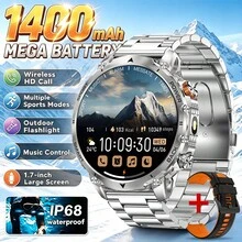 New Upgraded Fashion 1.7" AMOLED Sports Smartwatch, Compass & 1400mAh Large Battery, Wireless/Call Answering, Outdoor LED Flashlight Smartwatch, Message Notification, Pedometer, Compatible With Android And IOS - View 14