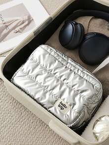 Cosmetics And Skincare Storage Bag, Pearl Luster Handheld Makeup Bag, Soft Cloud Makeup Bag, Handheld Toiletry Bag, Quilted - Multicolor - View 7