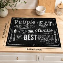 1pc Black & White English Slogan Table Mat, Vintage Cafe Blackboard Style, Quick-Drying Absorbent Material, Handwritten Letters & Tableware Print Design, Non-Slip Surface Protector, Suitable For All Seasons, Daily Kitchen, Coffee Corner, Tableware Draining & Home Decor - Multicolor - View 11