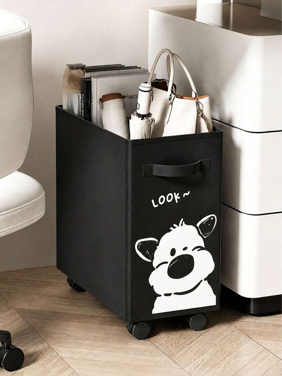 Carrito Almacenamiento con Ruedas, para Debajo del Escritorio - perro negro - Ver 1