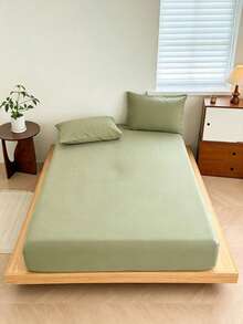 Camel Brushed Soft & Comfortable 3 PiecesBed Sheet Set - Green - View 2