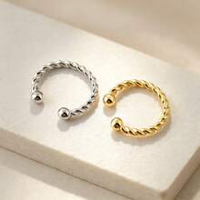 1 Pc Minimalist Vintage S925 Sterling Silver Hypoallergenic Twisted Rope Texture Ear Cuff For Women, Daily Dating Party Wear With Gift Box - Knot Ear Cuff (Single) - View 5