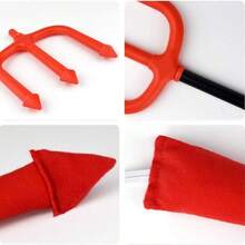 4pcs Jmkcoz Halloween Devil Costume Set, Devil Horn Headband, Red Devil Bowknot, Devil Red Scythe, Devil Cosplay Hair Accessories, Suitable For Carnival Theme Party Props Costume Decoration, Adult Set - Multicolor - View 4