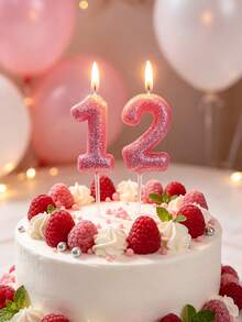 New Pink Decoration Powder 0-9 Numbers Birthday Anniversary Party Cake Decoration Candle,Christmas - Pink - View 3