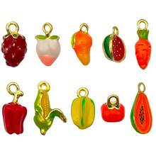 2/10pcs Enamel Fruit Vegetable Charms Strawberry Peach Mango Watermelon Carrot Pepper Pendant For DIY Necklace Earring Jewelry Making Findings - Multicolor - View 10