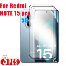 3pcs Tempered Glass Screen Protector For Redmi Note 15 /Note 15 Pro /15 Pro+ /Note 15 4G/5G /Note 14 Pro+ /Note 14 Pro 4G/5G, 3D 9H Curved HD Anti-Scratch Anti-Fall Screen Protector, Supports Fingerprint Unlock - Clear - View 6