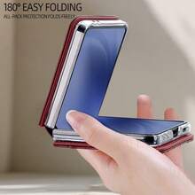 VIETAO 人造皮革手機殼 附腕帶與卡槽 適用於 Galaxy Z Flip 8 7 6 5 4 Flip8 手機保護殼 - 紅色 - 查看 3
