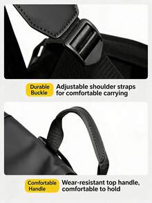 BEIQIANDAI 1pc Roll-Top Nylon Coated Backpack, Large Capacity Multi-Pocket Business Commuter Laptop Bag, Casual Travel Student School Bag - Backpack - View 3