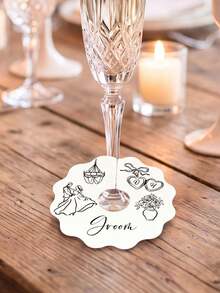 10/20/40/60/90/120/150/300入 定製紅酒杯座次卡，婚禮桌名牌，秋季婚禮個性化姓名座次標籤，新娘婚前派對裝飾伴手禮，新郎新娘定製紅酒杯座次卡，個性化姓名婚禮桌座次卡 - 多色3 - 查看 8