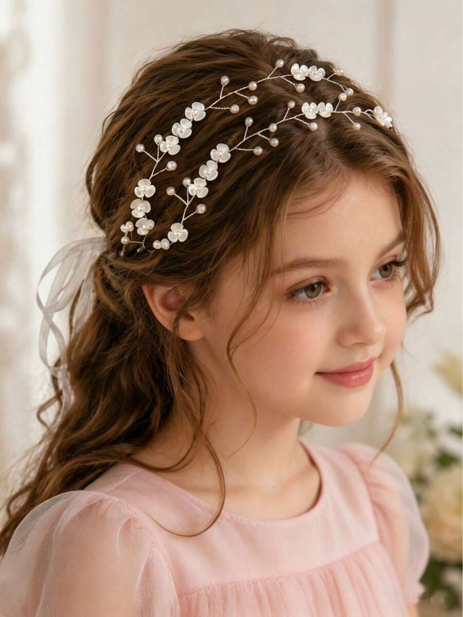 2/1pc Girls Elegant Handmade Braided Flower Leaf Hair Combs For Prom Wedding Flower Girl Sweet 16 Party Princess Cosplay Photoshoot - Multicolor - View 1
