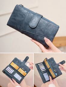 MIYIN Fashionable Retro Patchwork Design Women's Wallet RFID Anti-Theft Multi-Function Large Capacity Tri-Fold Wallet Credit Card Holder Can Store Credit Cards/ID Cards/Coins/Cash/Receipts, Women's Double Zipper Clutch - Multicolor - View 10