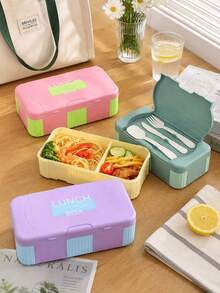 Large Capacity School Lunch Box, Rectangular Bento Box - Includes Fork And Spoon, Adult Lunch Box, Lunch Bag, Microwave , Airtight, Suitable For School, Back To School, Office Work, Camping - Multicolor - View 8