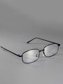 1pc Men's Narrow Silver Frame Thin Rim Eyeglasses, Japanese Style - Multicolor - View 7