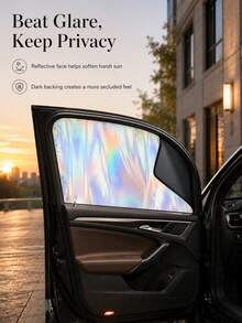4pcs Magnetic Car Side Window Sunshade, Heat-Insulating Polyester Fiber UV Protection Privacy Sunshade, Polyester Material, Car Window Curtain Accessories, Car Window Sunshade Cover, Sunshade Pattern, Magnetic Curtain, Privacy Curtain, Car Accessories - A - View 7