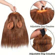 1pc Lion Mane Dog Costume, Adjustable Polyester Pet Wig, Suitable For Medium And Large Dogs, Holiday Christmas Gift Accessory, Dog Outfit | Dog Costume | Fluffy Dog Costume - Multicolor - View 4
