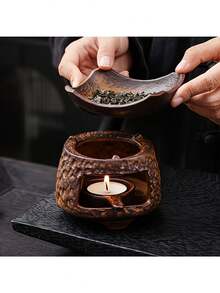 Máy khuếch tán tinh dầu gốm phong cách vintage, bếp rang trà, đèn đốt tinh dầu cho gia đình trong nhà dạng bếp nhỏ, tăng hương cho bột hương và trà (không bao gồm nến) - Nhiều màu - Xem 6