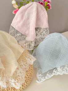 1-Pack Women's Pastoral Style Headband Lazy Hair Buckle Turban High-End Lace Hair Accessory Beach Vibe Photo Upgrade Triangular Turban - Multicolor - View 1