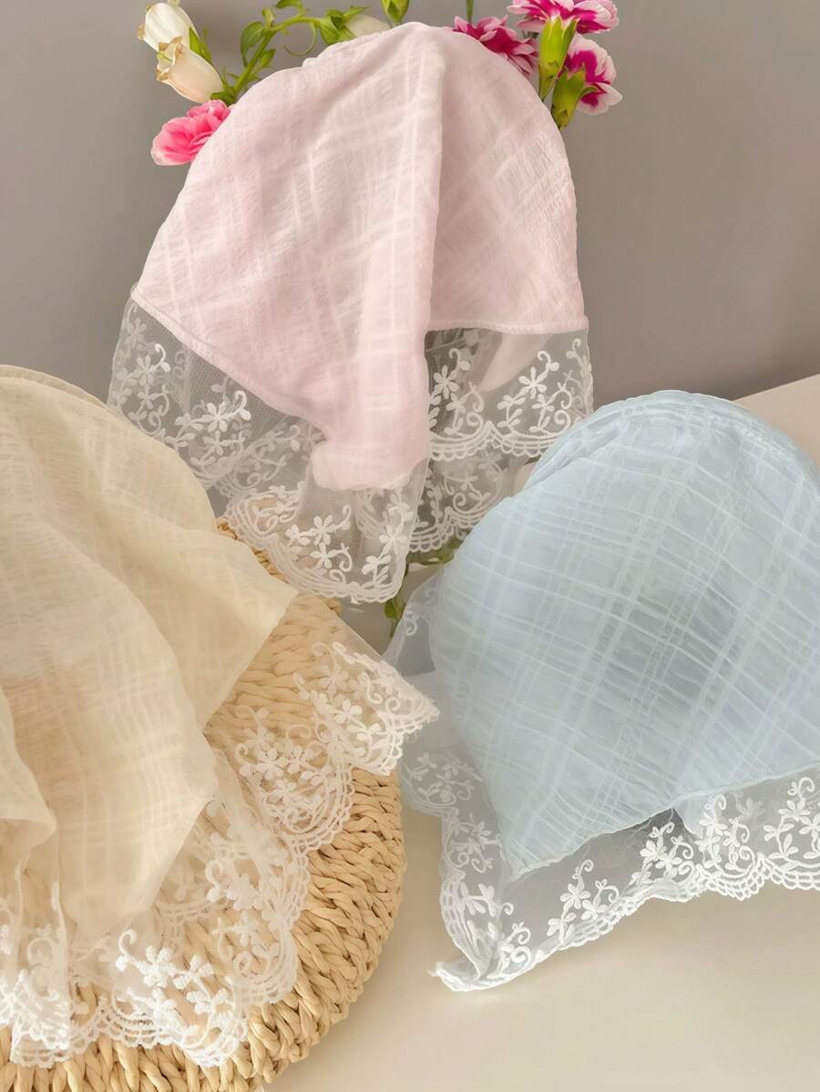 1-Pack Women's Pastoral Style Headband Lazy Hair Buckle Turban High-End Lace Hair Accessory Beach Vibe Photo Upgrade Triangular Turban - Multicolor - View 1