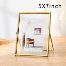 1pc Metal Gold Picture Frame, Acrylic Transparent Surface, Modern Minimalist Style Decorative Frame, Suitable For Home Living Room And Bedroom, Home Decor - A - View 7