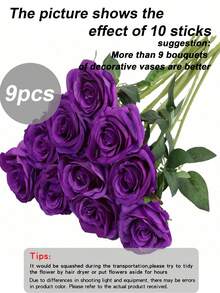1/5/9/12/20/40pcs Deep Purple 20 Inch Artificial Roses, High Quality Faux Roses, Suitable For Home Decor, Room Decor, Table Decor, Wedding Decor, Bridal Bouquet, Wrist Corsage, Floral Arrangement. Suitable For Home, Restaurant, Bedroom, Vase Decoration. - Dark Purple - View 8
