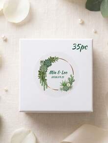 35pcs Customized Floral Transparent Wedding Stickers On A White Background Circular Sticker, Elegant Plant And Floral Bridal Design, Personalized Label Celebration Blessing Stickers - Multicolor - View 17