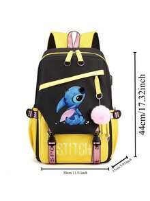 Stitch 3D Printed Cartoon Cute Backpack With USB Charging Port, Casual And Durable Outdoor Travel Backpack For Adults, Girl And Boy - Multicolor - View 8