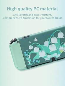 GeekShare Casing Pelindung Motif Bunga Lili Musim Semi untuk Switch OLED - Hijau - View 6