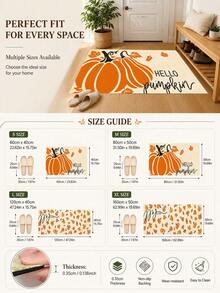 1pc Pumpkin Pattern Kitchen Mat, Fun Holiday Style, Suitable For Autumn Party, Bathroom, Room, Kitchen, Sink Area And Home Holiday Decor, Foot Mat, Pet Mat - Multicolor - View 6