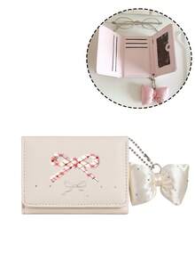 Macaron Color Palette And Bow Embellishments ,Pocket Small Women Wallet Mini Lightweight Minimalist Fashion Women Wallet Wallet Women,Back To School - A - View 15
