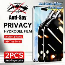 2pcs Anti-Peeping Hydrogel Screen Protector, Privacy Protection, Full Coverage Screen Guard, Wear-Resistant And Durable Phone Film, Suitable For Phone18 Pro Max/Phone18 Pro/Phone 17Pro Max/17 Air/17/17E/16 Pro Max/16 Plus/15/14/13/12/11/XS Max7, Hydrogel Film Not Glass, Use With Scraper Card - Black - View 13