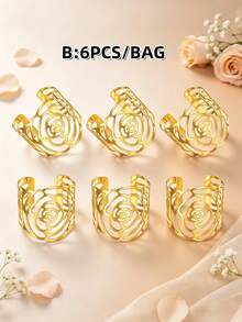1pc/6pcs/12pcs Creative Napkin Rings, Decorative Napkin Holders For Birthday, Farmhouse, Wedding, Restaurant, Hotel, Valentine's Day, Banquet, Buffet Table Decor, Party Supplies, Home Kitchen Table Decoration - Multicolor - View 22