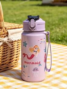 1pc 500ml Cute Portable Sports Water Bottle With Straw, Cartoon Dinosaur Pattern Cup, Suitable For Camping, Outdoor, Home, Halloween, Mug, Gift, Autumn, Christmas Gift, Cup - Multicolor - View 11